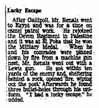 Cornish Guardian article on the fiftieth anniversary of the Gallipoli Landing