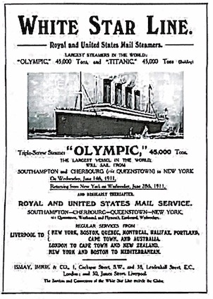 HMT Olympic β poster advertising a voyage to New York