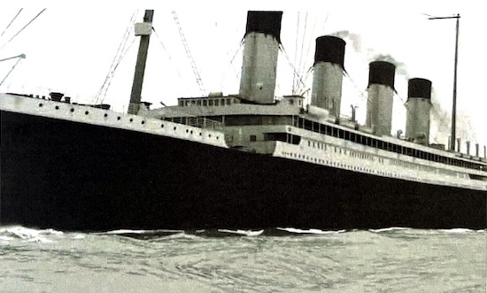 White Star Line poster for Olympic showing the ship underway